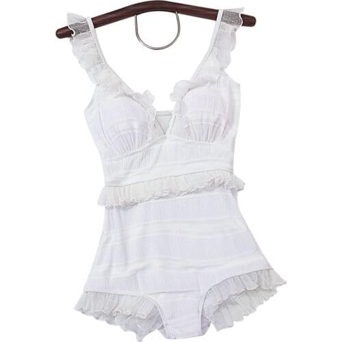 2021 New Women White Lace One Piece Swimwear Push Up Bathing Suit Swimming Beachwear Summer Sexy Swimsuit Monokini Holiday Wear