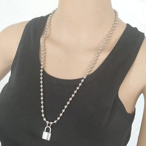 Women Jewelry stainless steel Padlock Necklace punk hiphop rock lock men Necklace Friendship gifts