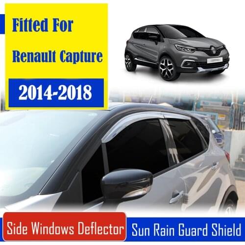 1 Set Chrome Side Vent Sun Shade Window Visors Rain Guard Deflectors For Renault Capture 2014-2018