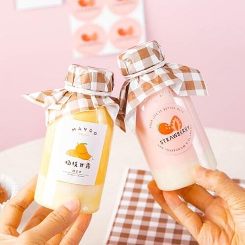 10pcs Net red transparent packaging drinking bottle 250ML milk tea plastic cups disposable juice ice coffee yogurt cup with lid