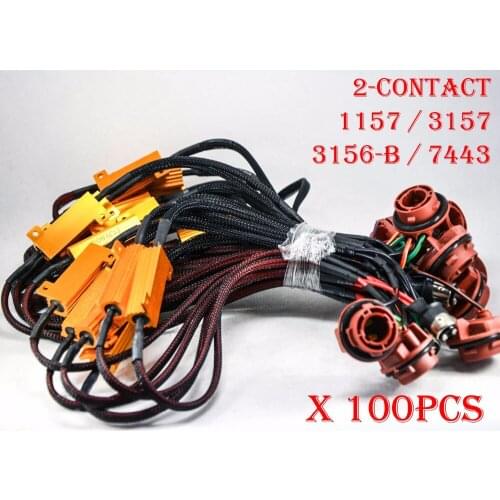 100PCS 1157 BAY15D 50W 6ohm Gold Fuse LED Bulbs Fog Turn Brake Signal Load Resistor Wiring Canbus Error Fix Flash Blink Hyper