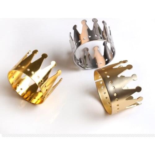 12PCS Hotel decoration napkin napkin buckle napkin ring mouth cloth ring wedding crown napkin ring metal gold