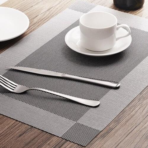 4 Pcs/set PVC Washable Placemats for Dining Table Mat Non-slip Placemat Set in Kitchen Accessories Cup Coaster Wine Pad