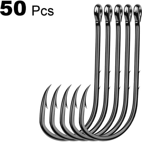 50pcs/Box Barbed High Carbon Steel Fishing Hooks Sea Worm Carp Single Circle Hook Set Fly Fishing Accessories Tackle Fishhook