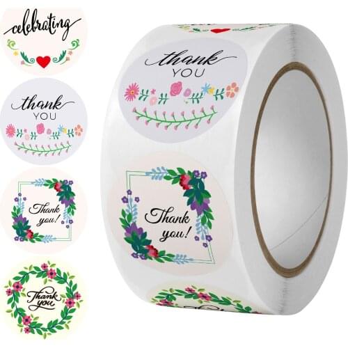 500pcs 4 Styles Flowers Thank You Stickers Scrapbooking For Gift Decoration Stationery Sticker Seal Label Handmade Sticker