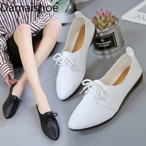 White Shoes Womens Lace-up Flat Casual Shoes 33 Small Size Womens Shoes 34 Small Size 42 Large Size All-Matching Student Shoes