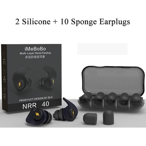 Earplugs Set Sleeping Ear Plugs Noise Reduction Soft And Elastic Soundproofing 2 Silicone Earplugs 10 Sponge Plugs For Sleeping