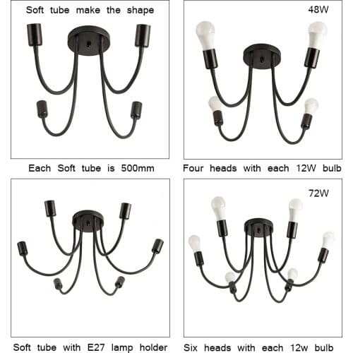 Free shipping 4 head lamp holder with e27 socket and 6 heads e27 led bulb ceiling lamp base AC110V AC220V
