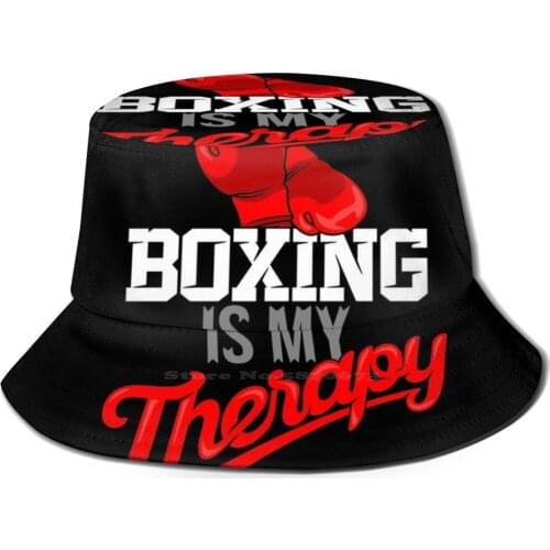 Boxing Is My Therapy Kick Boxing Mauy Thai Mma Flat Top Breathable Bucket Hats Boxing Boxer Contact Sport Contact Sports Boxers