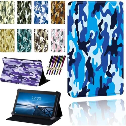 Camouflage Pattern Tablet Case for Lenovo Tab E7 / E8 / E10 Tablet Anti-fall Folio Lightweight Protective Case Cover +pen