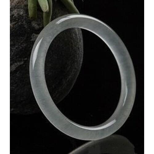 Chinese Natural White Handmade Round Bar Jade Bracelet Fashion Jewelry Mens and Womens Bracelet Accessories