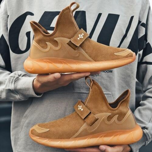 Casual Shoes Men Breathable Popcorn Bottom Sneakers Men Hook and Loop Leather Shoes Male Custom Logo Packing for Drop Shipping