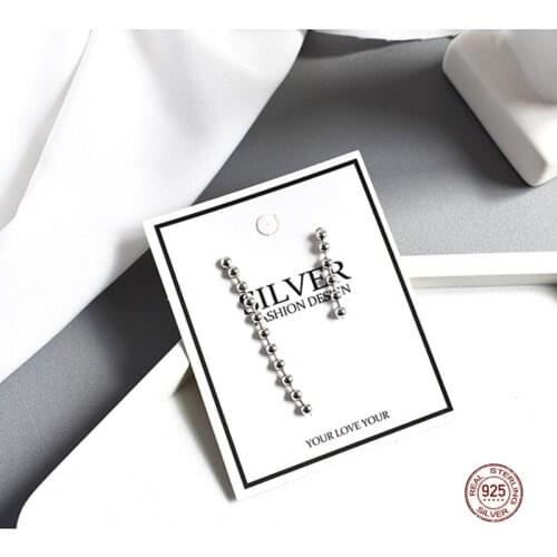 LKO 925 Sterling Silver Round Bead Asymmetry Pendants Stud Earrings For Fashion Women Hiphop Party Fine Jewelry Gifts Ornaments