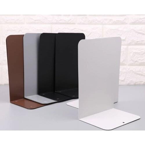 1 Pair Metal Bookends Organizer Desktop Office Home Book Shelf Storage Holder Book Ends M17F