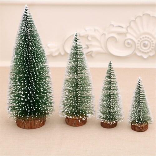 Mini Christmas Tree Desktop Fake Pine Village Noel Santa Claus Small Xmas Trees Window Decoration New Year Decor No Led Light