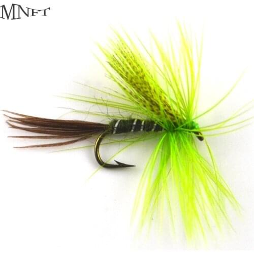 MNFT 10PCS Olive Green Wings Mosquito Fly Fishing Trout Bait Brown Tailed Nymph Bass Dry Hook 10