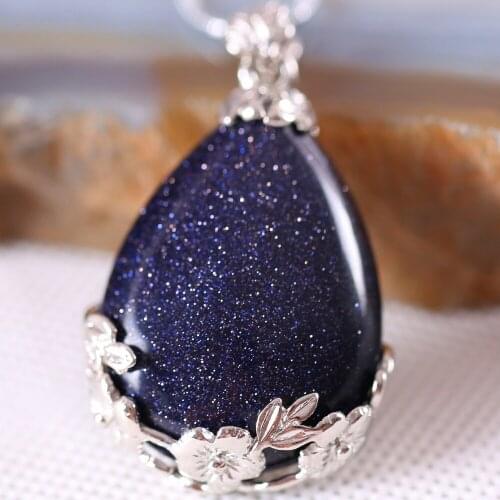 Free Shipping Fashion Jewelry 27x36MM Water Drop Bead Natural Stone Bead Blue Lapis Pendant 1Pcs with Chain 18inches K324