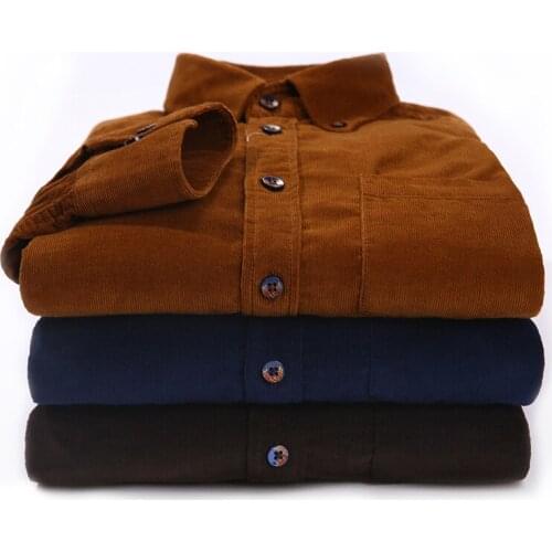 Nice Pop Spring Corduroy Mens Long-Sleeved Shirt Casual Button Collar Design Regular Fit 100% Cotton Male Social Vogue Jacket