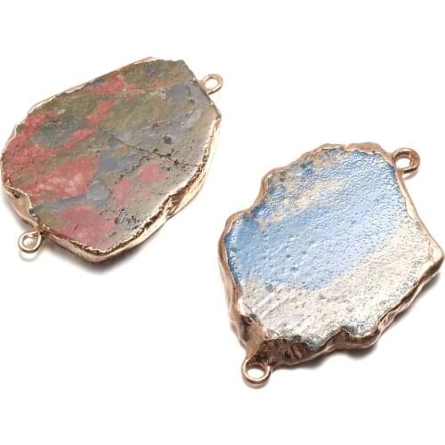 Natural Stone Pendant Connectors Irregular Semi Precious Stone Link Charms for Jewelry Making Necklace Bracelet Gift