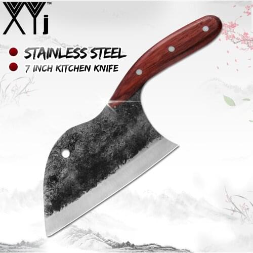 XYj Handmade Forge Knife Blade 7 Inch Pointed Kitchen Knife Slicing Cutting Tool Practical Anti-rust Durable Household Accessory