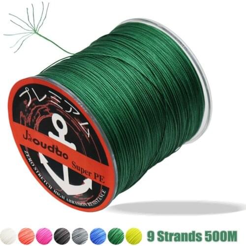 Jioudao Braided Fishing Thread 9 Strands Weaves Braided 500M/547YD Fishing Line Super Strong PE Line 20LB-200LB