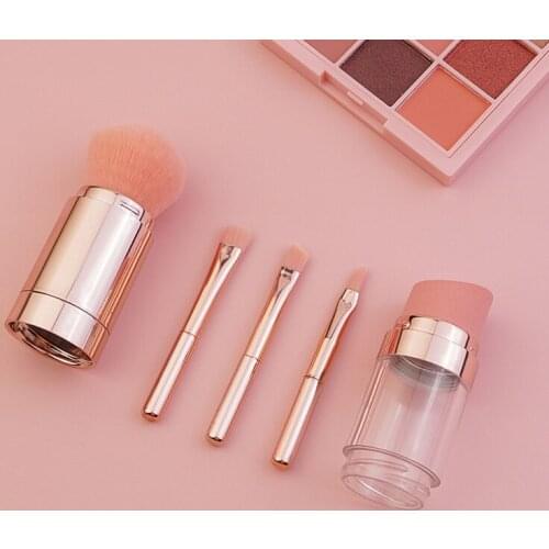 Portable Makeup Brush Five in One Makeup Brush Multifunctional Eyebrow Brush Lip Brush Eye Shadow Powder Puff Blush Brush