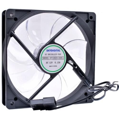 LED white light 12cm 12025 120x120x25mm 120mm fan DC12V 0.13A Ultra-quiet cooling fan for CPU power of computer case