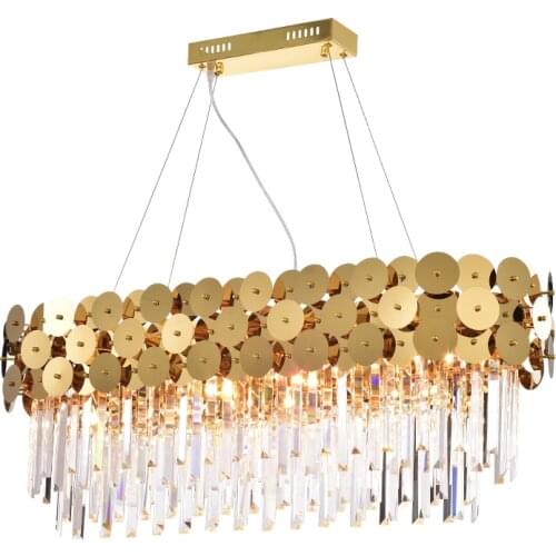 LED Postmodern Oval Round Golden Stainless Steel Crystal Chandelier Lighting Lustre Suspension Luminaire Lampen For Dinning Room