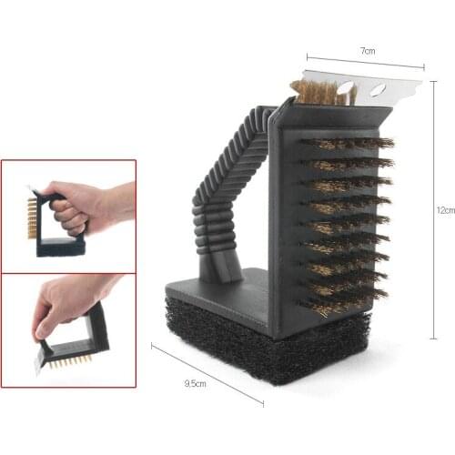 Triple Grill Brush and Scraper Best BBQ Cleaner Perfect Tools for All Grill TypesIncluding Weber Ideal Barbecue Accessories