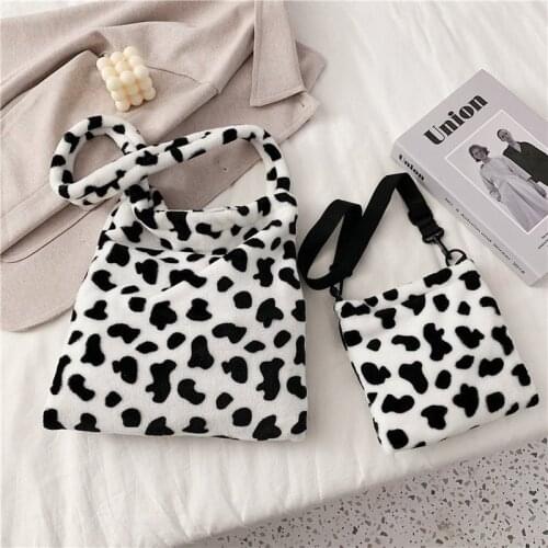 Women Lamb Like Fabric Shoulder Tote Bag Canvas Fluffy Fur Bear Handbags Large Capacity Soft Shopping Bags Girls Cute School Bag