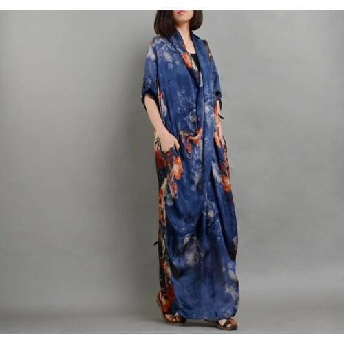 Summer new arrival original elegant vintage fashion dress large size womens silk satin print dress + suspender dress two-piece