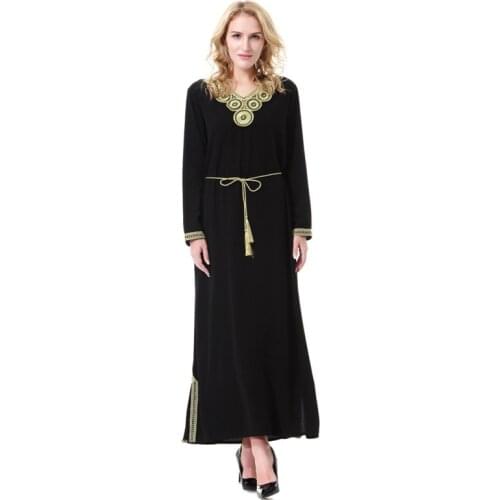 Ladies Long Sleeve V Neck Chiffon Dresses Kaftan Indian Moslim Saudi Arabia Malaysia Long Moslem Summer Maxi Dress Musulman