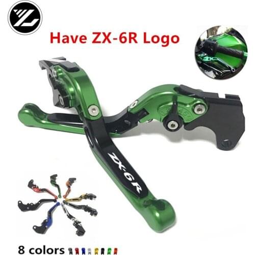 ZX-6R)logo For kawasaki ZX-6 1990-1999 ZX6RR 2000-2004 2005-2006 CNC Motorcycle Accessories Adjustable Brake Clutch Levers