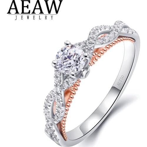 0.3carat 4.0mm Round Briliant Cut D color VVS1 Moissanite Engagement Ring Solid Real 14k Two Tone Gold Fine Ring for Women