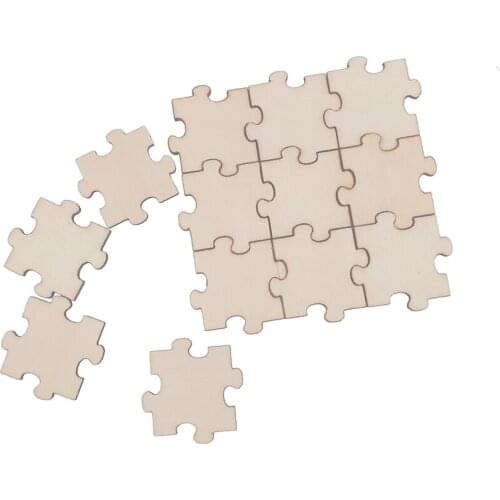 10pcs 40mm Laser Cut Wood Puzzle Embellishment Wooden Shape Craft for DIY Crafting Ornament Decoration