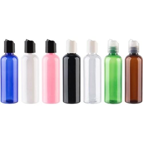 100ml x 50PC PET Bottles With Disc Top Cap Travel Lotion Containers Cosmetics Packaging Pot ,Empty Plastic Colored Bottle