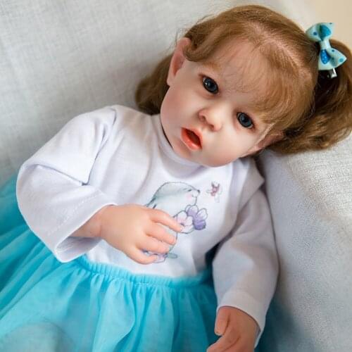 2021 New Princess Silicone Dolls 20 Inch Lifelike Newborn Toddler Dolls Toy Kids Playmate Birthday Gift