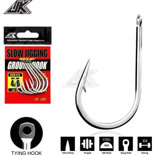 SJGH Slow Jigging Hook 4X Strong 4/0 5/0 7/0 9/0 11/0 Big Game Ground Hooks Heavy hole Fish Hook For Sea Fishing Jig Hooks