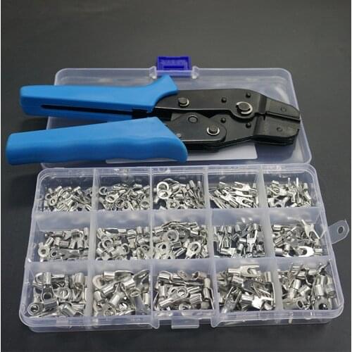 720/320/300Pcs Non-Insulated Ring Fork U-type Terminals Assortment Kit Cable Wire Connector Crimp Spade terminator with plier