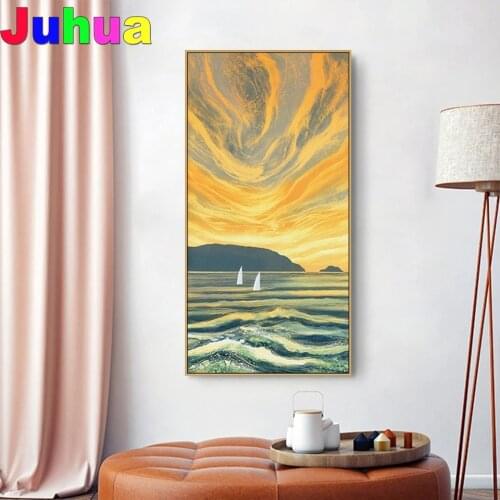 Abstract seascape diy 5d diamond painting full round square drill landscape diamond embroidery mosaic cross stitch home decor