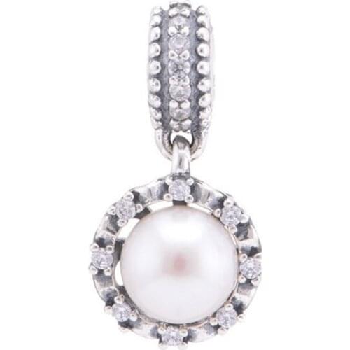 White Pearl Pave Stones Crystal Beads Fit Charm Bracelet Fashion DIY Kralen Charm 925 Sterling Silver Beads for Jewelry Making