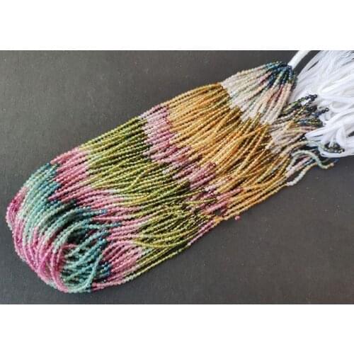 Loose beads tourmaline round faceted 2mm 15" for DIY jewelry making FPPJ wholesale beads nature gem stone