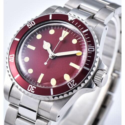 2019 watch automatic 40MM steel shell red dial mechanical watch luminous mobile phone core brushed bracelet B14