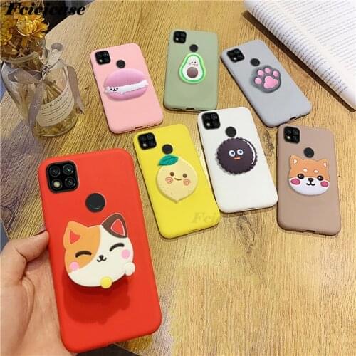 3D Cartoon Phone Holder Case For xiaomi redmi 9C 9 C Cover Silicone Coque Cute For redmi 9C 6.53 Stand Bags