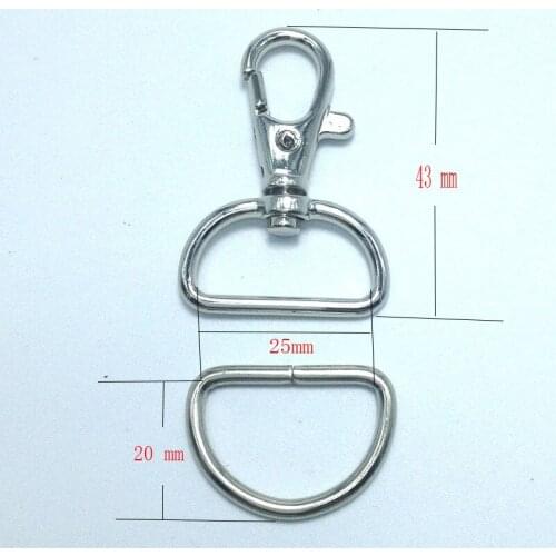 1" Lobster Swivel Clasp + D Ring -Nickel- Set of 50