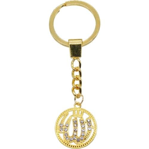Islamic sacred symbol Key Holder Key Chains Allah Keychain Muslim Jewelry Handmade Pendant Charm Lucky CZ rhinestone Jewelry