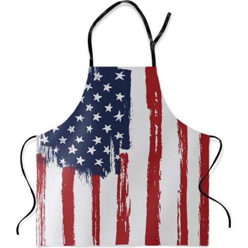 Kitchen Apron Graffiti-Style American Flag Adjustable Canvas Aprons for Men Women Kids Home Cleaning Tools
