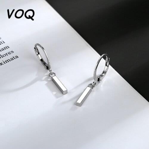 VOQ 925 Sterling Silver Square Pillar Drop Earrings Women Girls/Ladys Wedding Engagement Party Jewelry