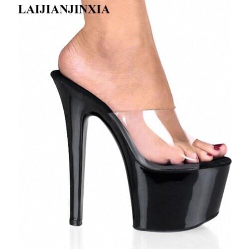 LAIJIANJINXIA 17 CM High Heels Slippers Club Night Shoes Sexy Pole Dancing Shoes Platform Womens Shoes Dance Shoes G-051