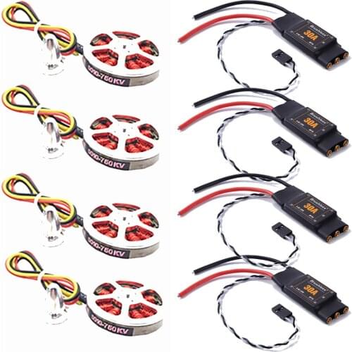 Hot High quality 4Pcs 5010 360KV/750kv High Torque Brushless Motors + 4Pcs Brushess 30A ESC OPTO 2-6S for F550 ZD550 ZD850